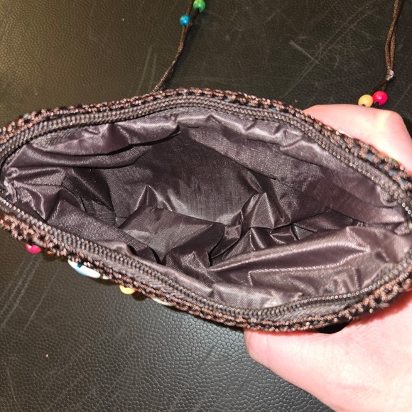 VTG Boho 90s Smiley Face Coconut Shell Beaded Festival Mini Crossbody Bag Y2K - Picture 9 of 12